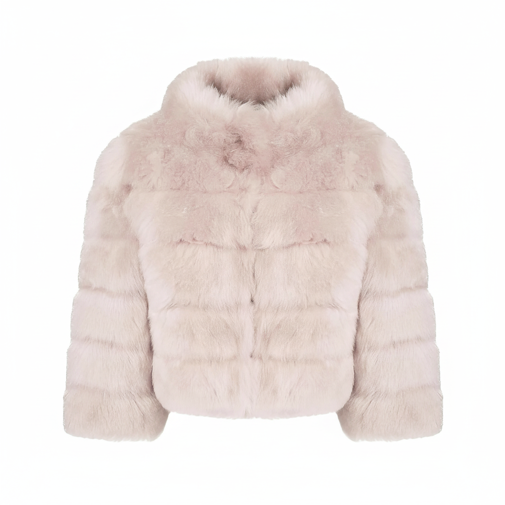 Core Wardrobe Faux Fur Cropped Jacket in Blush Pink