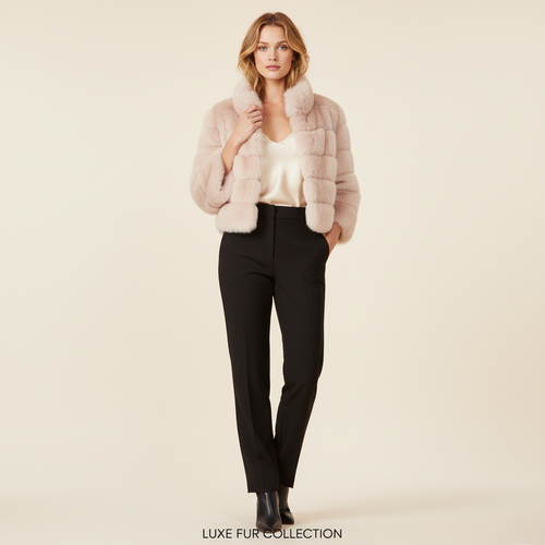 Core Wardrobe Faux Fur Cropped Jacket in Blush Pink
